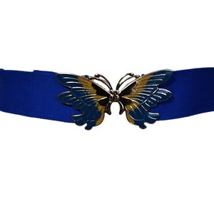 Blue Gold Butterfly Buckle Belt Western Style Blue Butterfly Centre Belt Buckle in  main image 4