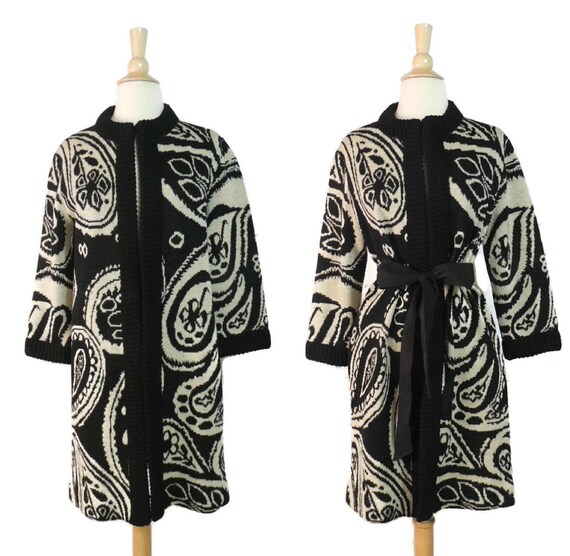 Vintage 70s Cardigan / Catalina Jacquard Black Cre