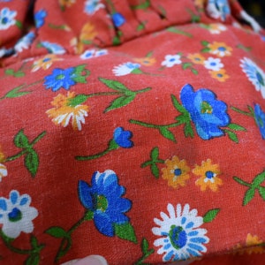 Vintage Feedsack Bonnet 30er 40er Jahre Cottagecore Bauer Bauernhof Mädchen Amish rote Blumen Baumwolle Sunbonnet Hut Bild 7