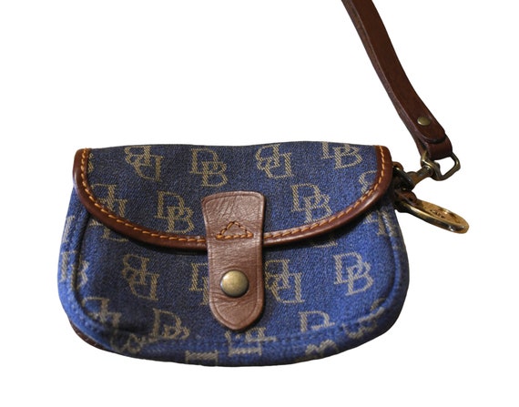 Vintage 90s Wallet Dooney Bourke Denim Signature Leather Trim Duck Fob Snap Pouch Wristlet Etsy Finland