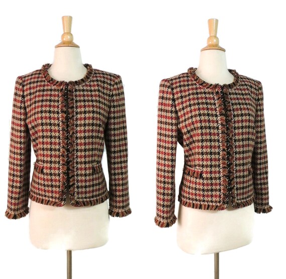 Vintage 80s Blazer / Anne Klein Fringe Brown Crims