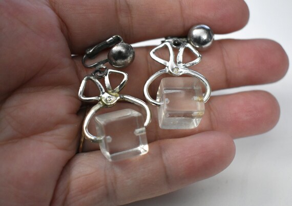 Vintage 60s Earrings MOD Novelty Clear Lucite Ice… - image 3