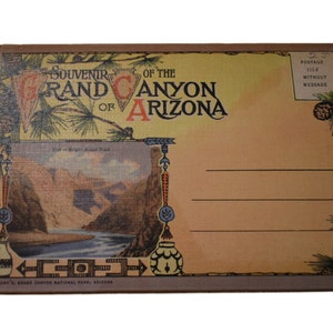 Vintage jaren 30 ansichtkaart Grand Canyon Souvenir Toeristische accordeon Uitgevouwen foto schilderachtige locaties collectie Dode inventaris ansichtkaarten Papier kortstondig