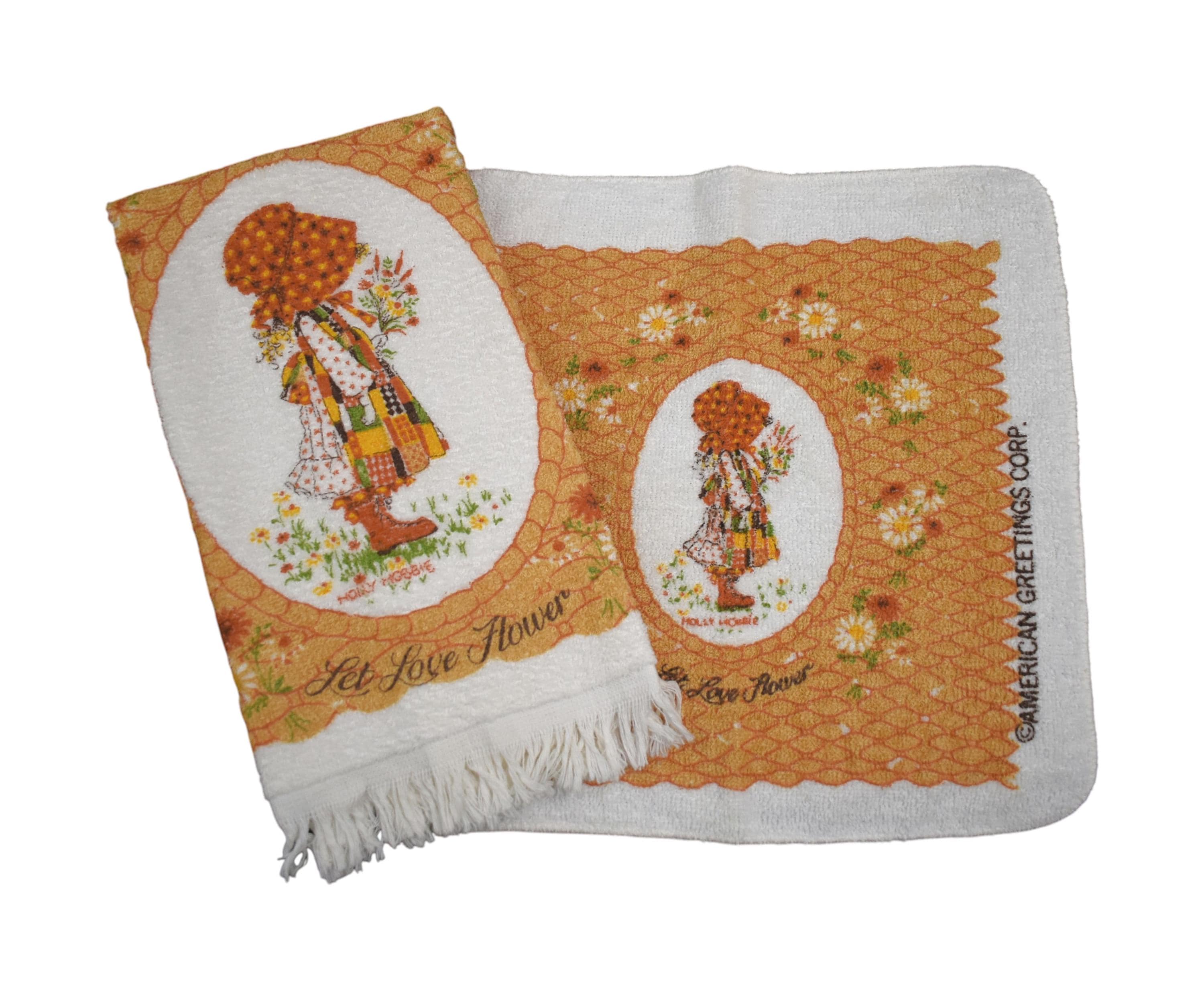 Vintage Towel Set 70s American Greetings Kitschy Novelty Let Love