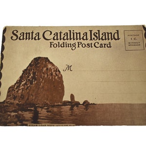 Antieke jaren 1900 ansichtkaart Titanic-tijdperk Santa Catalina-eiland souvenir Toeristische uitvouwbare foto schilderachtige locaties dode inventaris papier kortstondig