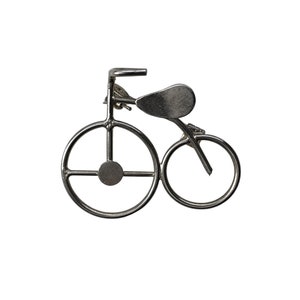 Vintage Novelty Brooch Silvertone Antique Penny Farthing Bicycle Petite Lapel Bike Pin