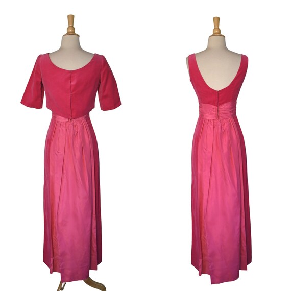 Vintage 60s Dress  Barbiecore Hot Rose Pink Velve… - image 8