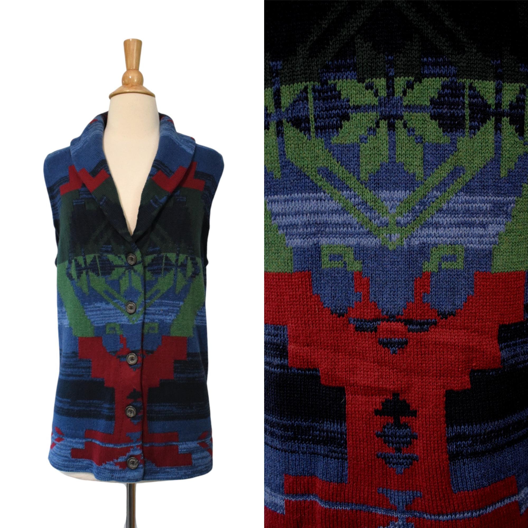 トップス Polo Ralph Lauren 90s Native Vest Vintage 1990s Polo Ralph Lauren Wool Cotton Sweater Vest