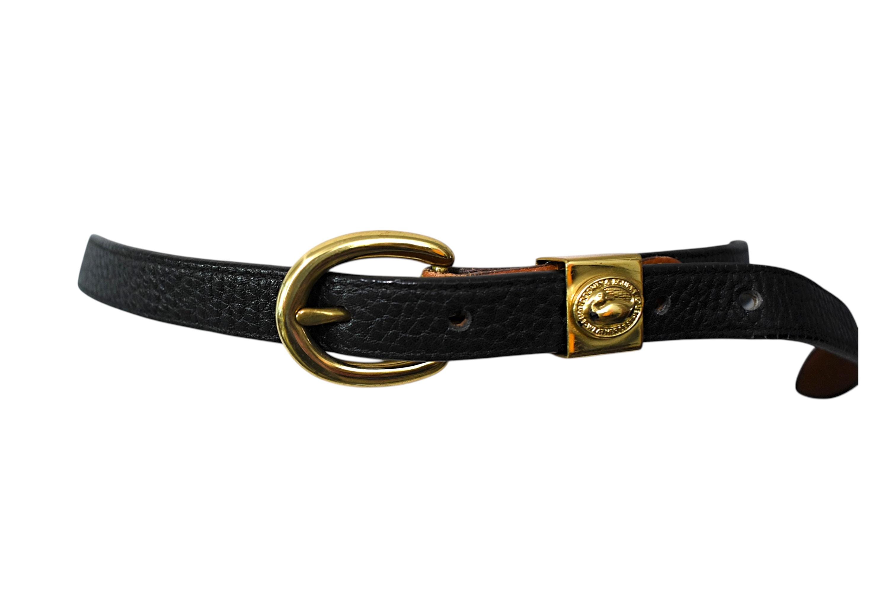 Vintage 80s Belt Dooney Bourke Black Pebble Grain Brass Duck  display picture 1