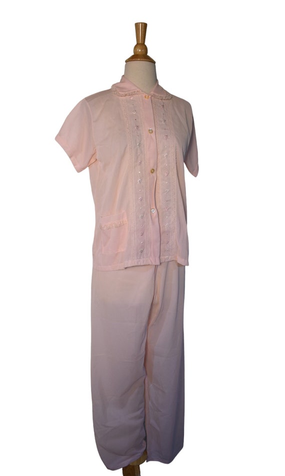 Vintage 50s Pajamas Deadstock Binstron Melon Pink… - image 5