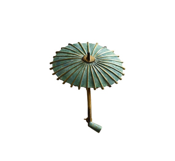 Vintage 1960s LOUIS VUITTON Wood Handle Cotton Fabric Umbrella Parasol