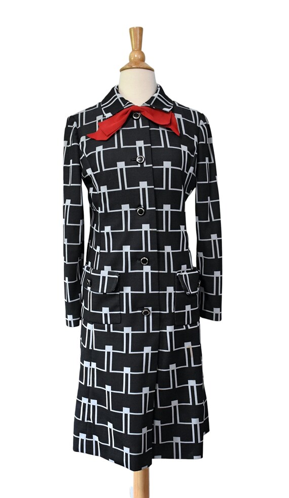 Vintage 70s Dress Leonard Arkin MOD BH Wragge Bla… - image 2