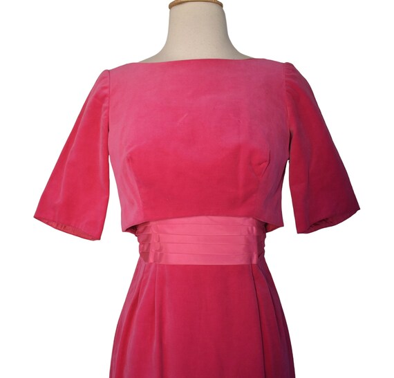 Vintage 60s Dress  Barbiecore Hot Rose Pink Velve… - image 7