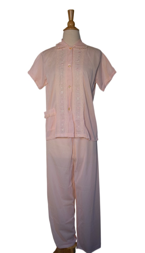 Vintage 50s Pajamas Deadstock Binstron Melon Pink… - image 2