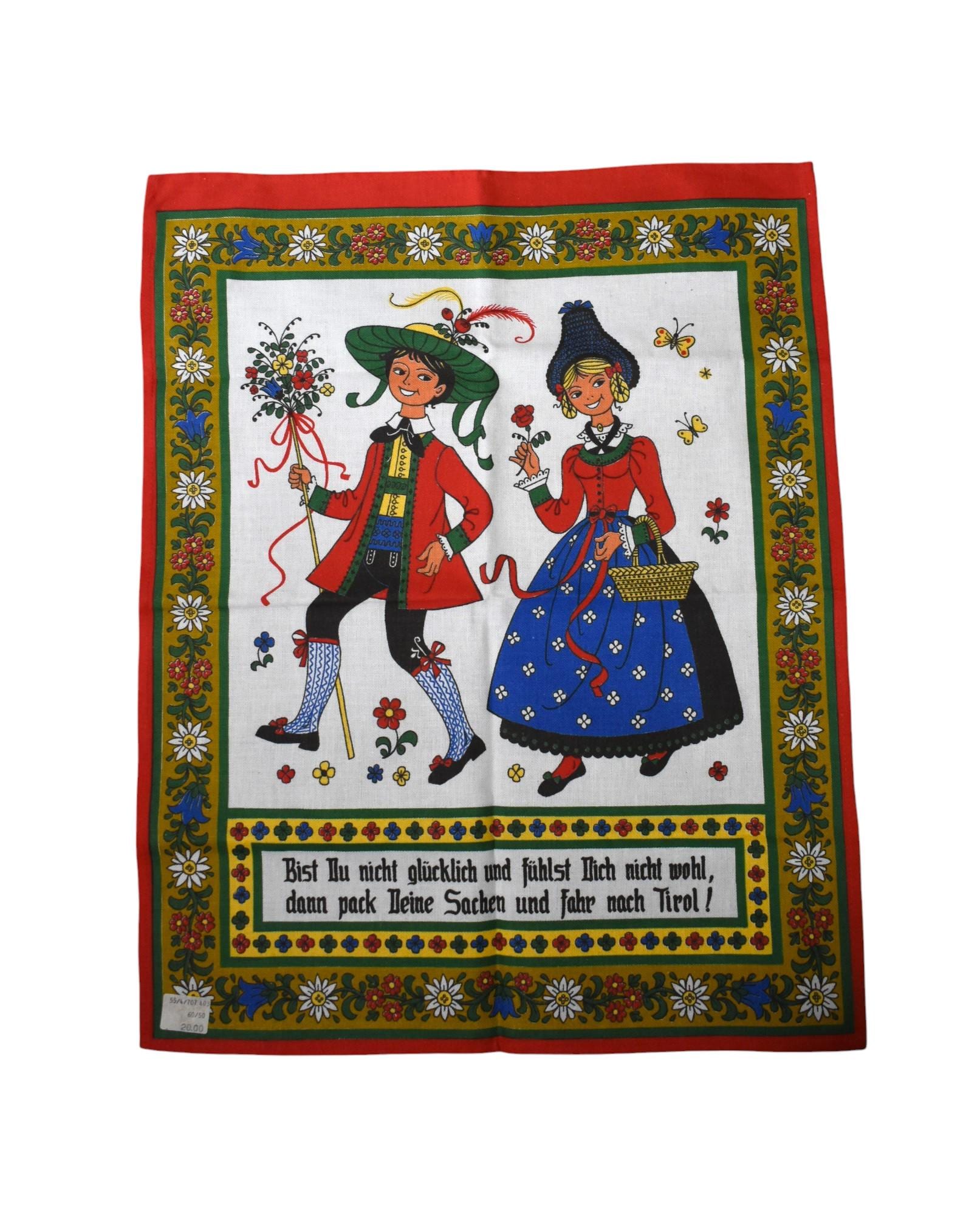 Vintage Tea Towel Indathren Deadstock German Bavarian Tirol