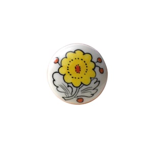 Vintage Drawer Pull 80s Large Novelty Flower Power Painted Ceramic Door Dresser Coat Rack Project Knob