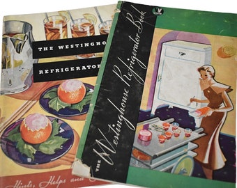 Vintage Bedienungsanleitung 30er Jahre Westinghouse Kühlschrank Bedienungsanleitung Rezeptbuch Kochbuch Handbuch 2Stk Lot