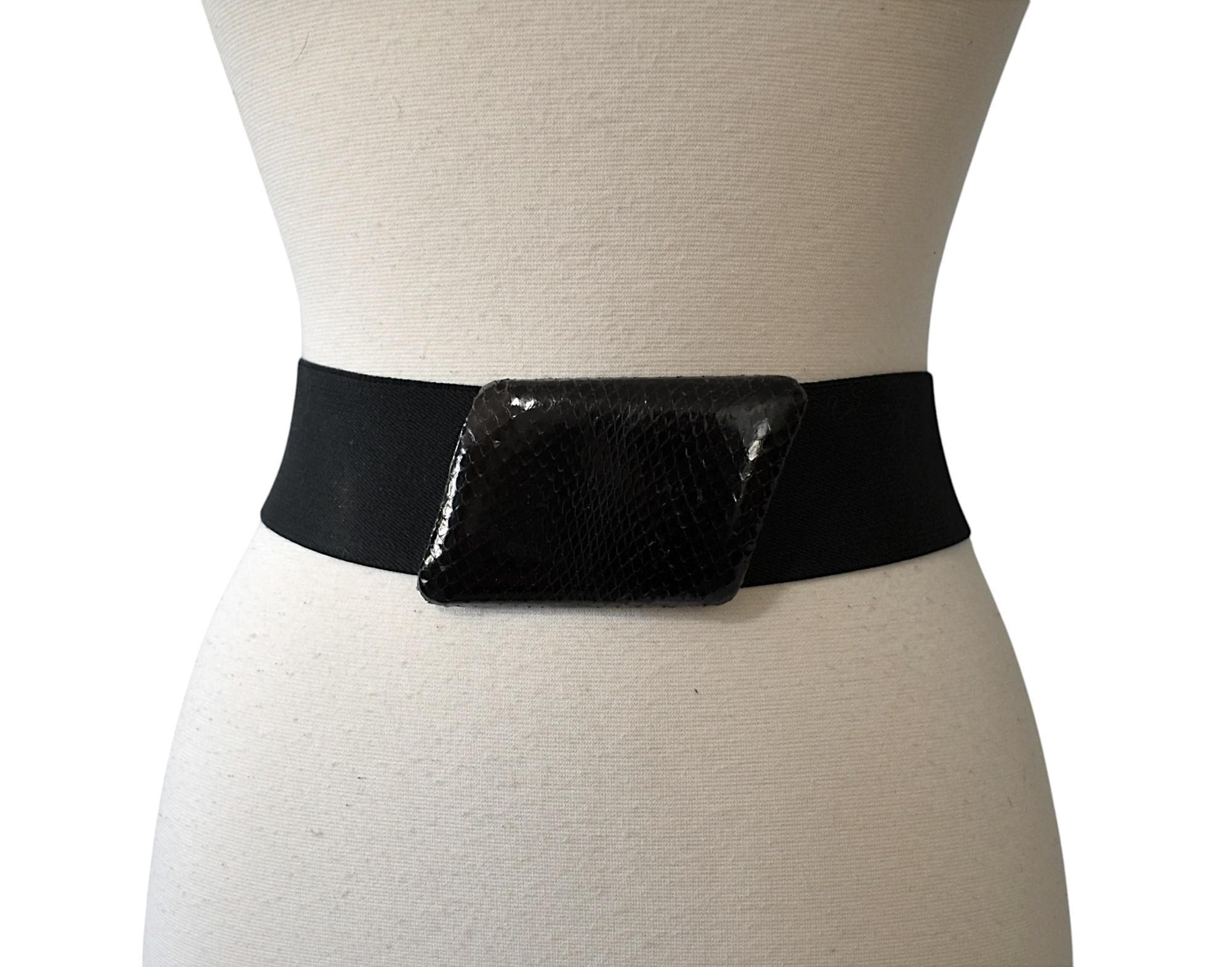 Vintage‎ Rayman/Ridless Genuine Snack Skin Belt Small 5850 Vintage 80s Belt Rayman Ridless Raven Black Snakeskin  main image 3