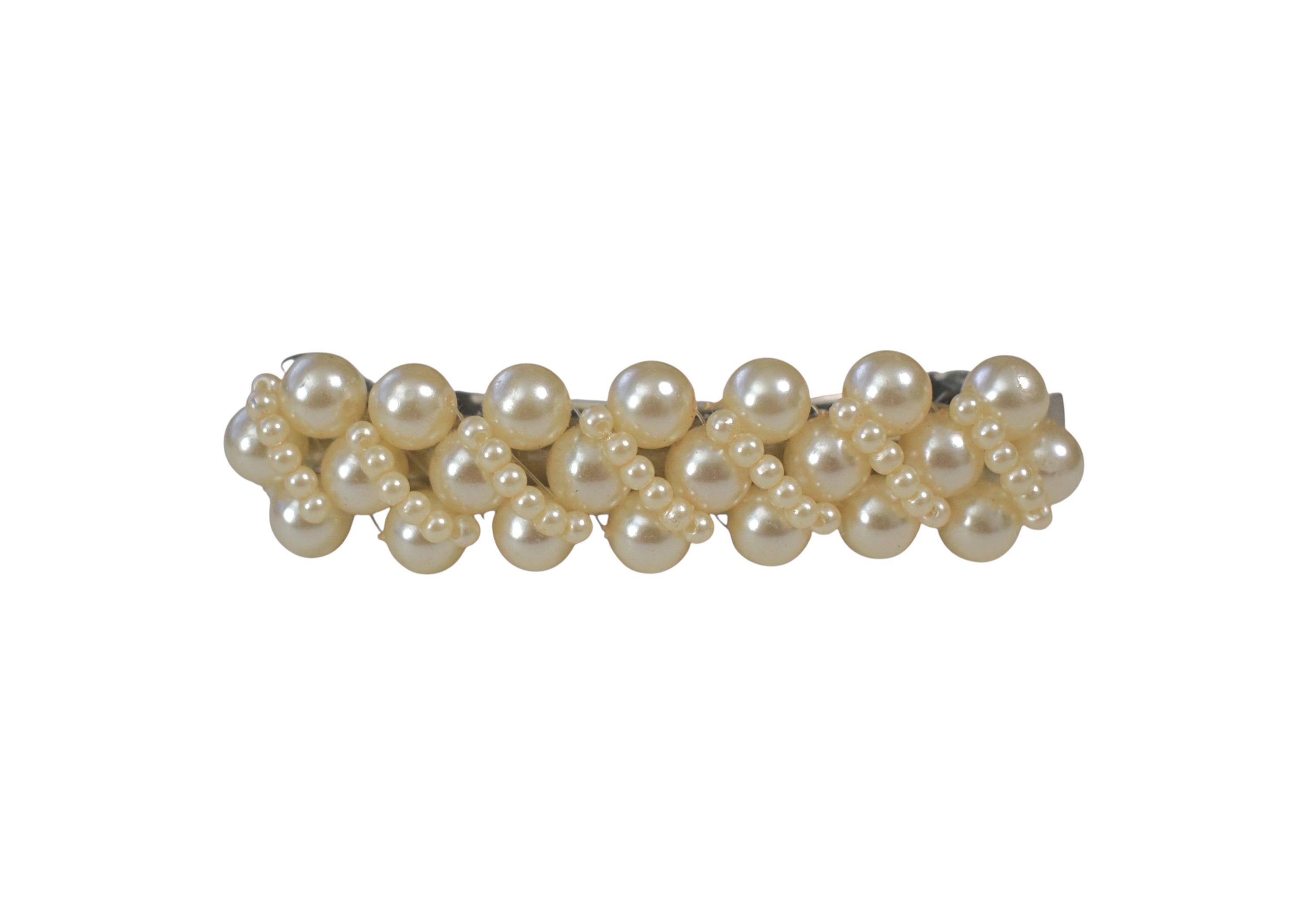 Vintage 80s Barrette Elegant Fancy Faux Pearl Cluster Wedding Hair