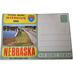 Vintage jaren 70 ansichtkaart Nebraska souvenir toeristische accordeon uitgevouwen foto schilderachtige locaties collectie ongebruikte dode inventaris ansichtkaarten kortstondig papier