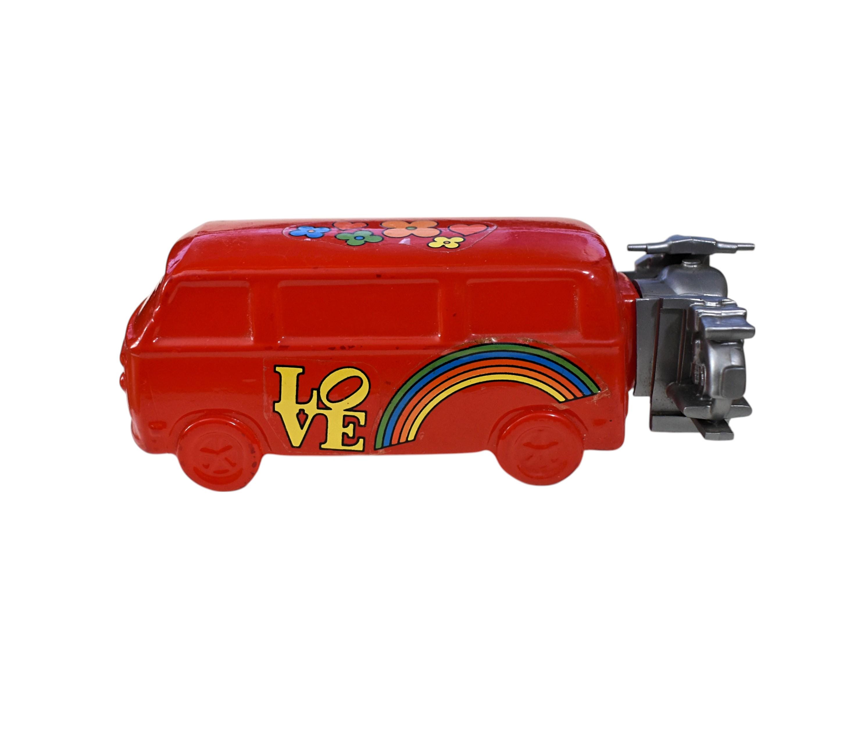 Vintage 70s Avon Novelty Red Volkswagen Hippie Van Love Rainbow