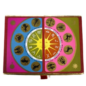 Vintage speelkaarten jaren 60 ZELDZAME MOD halverwege de eeuw nieuwigheid sterrenbeeld astrologisch teken twee volledige decks bankiers vak promotionele geschenkverpakking