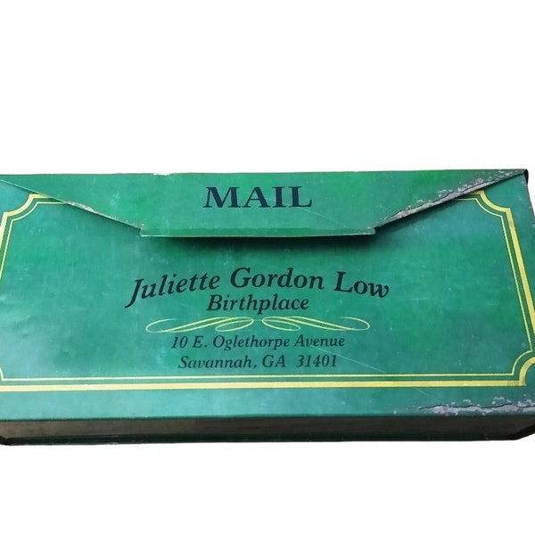 Vintage Mail Box Novelty Girl Scouts Juliette Gordon Low Green Metal Wall Mount Letter Holder