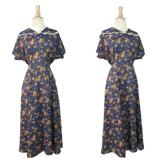 Vintage 80s Dress / does 30s Revival Etoile Cornfl
