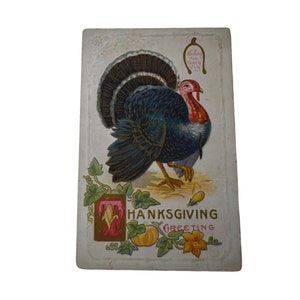 Postal antigua de Acción de Gracias de la década de 1900 en relieve dorado elegante sin usar Deadstock invitación tarjeta de notas decoración navideña papel tarjeta efímera