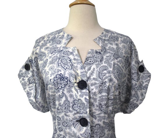 Vintage 40s Dress Penneys Frocks Volup Navy Blue … - image 3