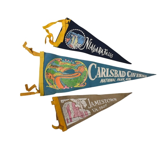 Vintage Pennant Lot 40s Souvenir Tourist Niagara Falls Carslbad