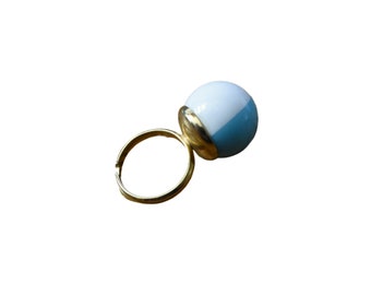 【bighugclub】GRAND ring Vintage 60s Ring Space Age MOD Aqua Blue White Gum Ball