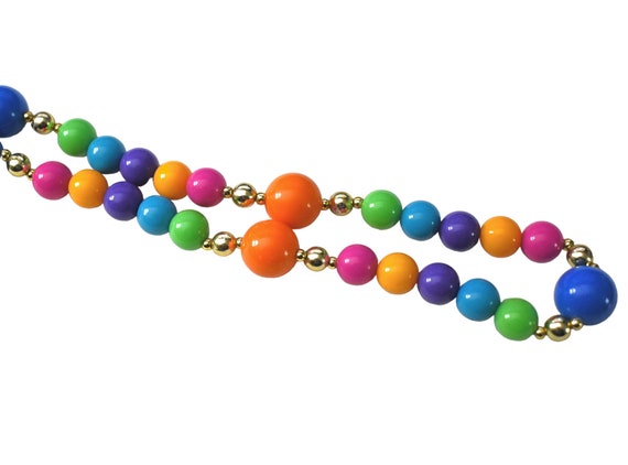 Vintage Gumball Necklace MOD Groovy Vivid Rainbow… - image 4