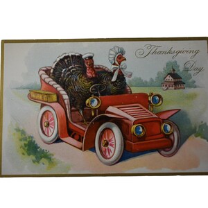 Postal antigua de Acción de Gracias de la década de 1900 Raphael Tuck En relieve dorado Deadstock Invitación Tarjeta de notas Decoración navideña Tarjeta efímera de papel