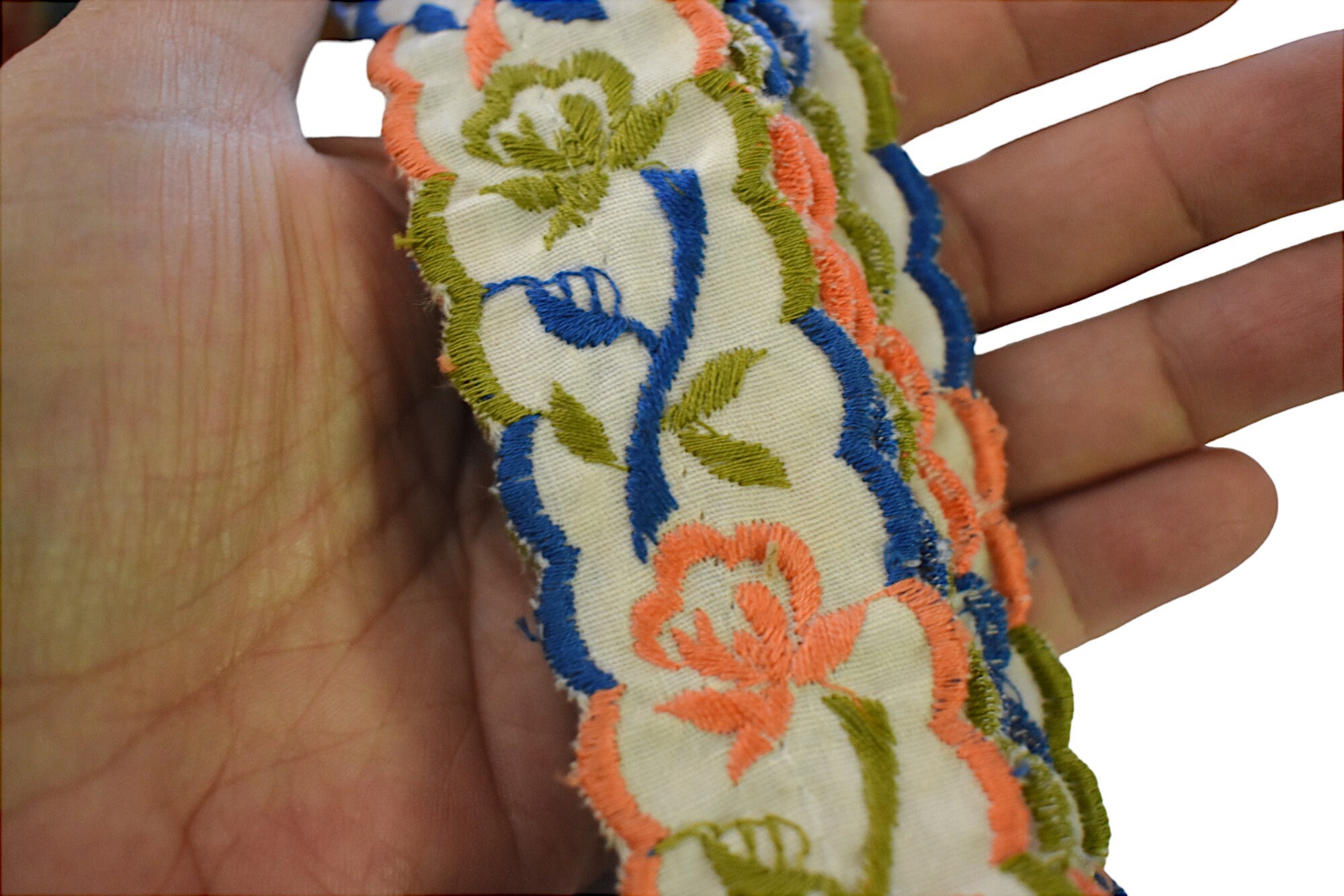 Vintage Ribbon Lot 60s Folkart Dutch Bavarian Floral Style Embroidered ...
