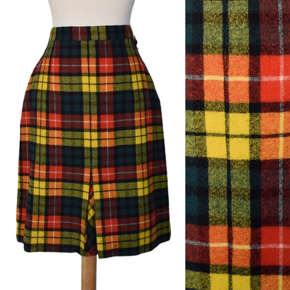 Vintage 60s Skirt Pendleton MOD Academia Yellow G… - image 1