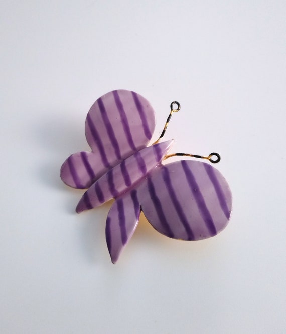 Vintage 60s Brooch Sandor Co MOD Purple Lavender … - image 3