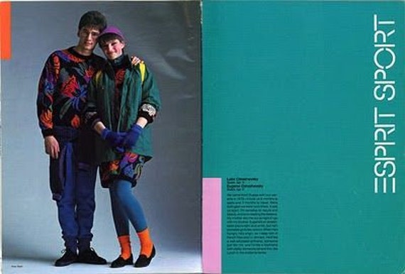 Vintage 80s Sweater Esprit Sport Novelty Pop Art … - image 3