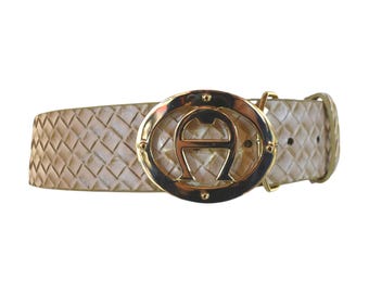 Vintage Etienne Aigner Brown Leather Belt with Gold Horseshoe Buckle Equestrian Aigner Horseshoe - Etsy main image 2