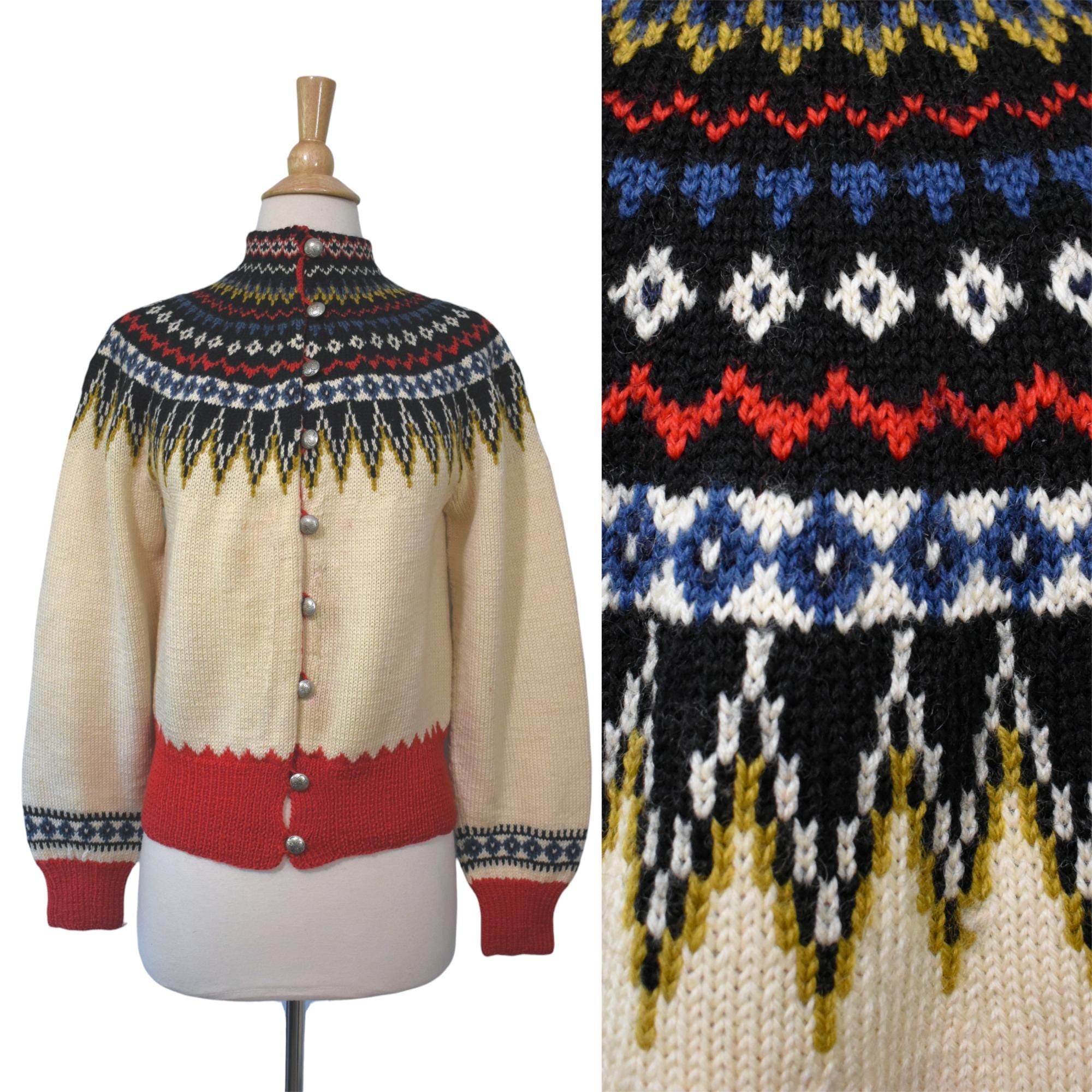 Vintage 50s Sweater William Schmidt Co Oslo Norway Fair Isle