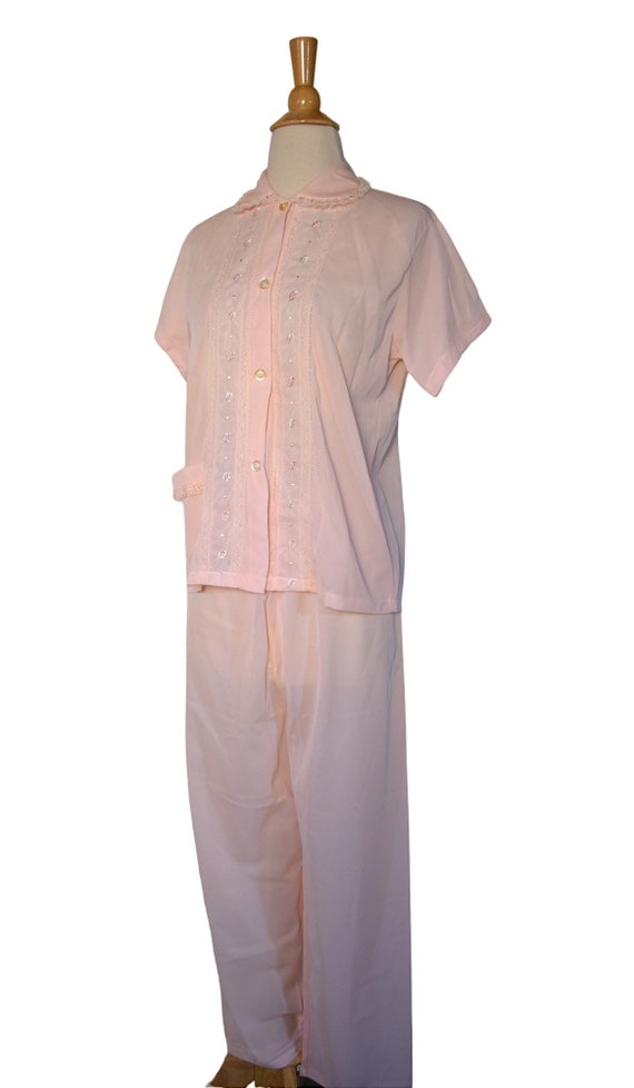 Vintage 50s Pajamas Deadstock Binstron Melon Pink… - image 4