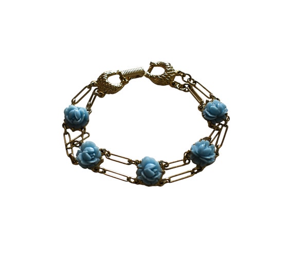 Vintage 50s Bracelet Goldette NY Celluloid Powder… - image 1