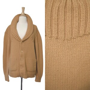 70s Cardigan Miller Academia Preppy Librarycore Shawl Collar Autumn Butterscotch Ribbed Button Sweater Jumper