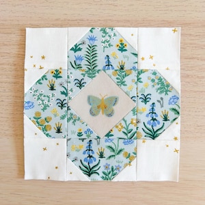 Garden Glass FPP Quilt Block Pattern, Foundation Paper Piecing, Flower Quilt Block, Fussy Cutting, Floral FPP Pattern, PDF Sewing Pattern