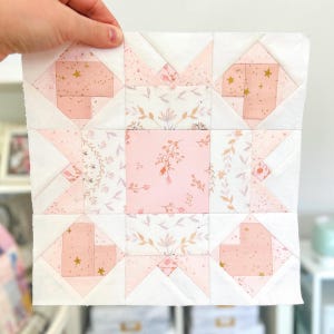 Heirloom Blooms FPP Quilt-Block-Muster, Foundation Paper Piecing, Stern-Quilt-Block, Blumen-Quilt-Block, Fussy schneiden, PDF-Nähmuster