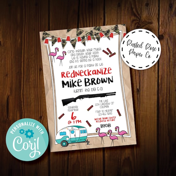 Redneck Birthday Invitation White Trash Bash Invitation Etsy 日本