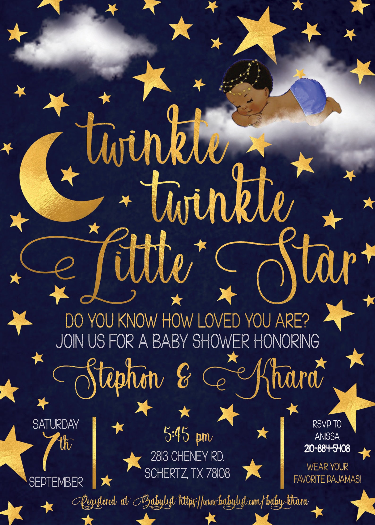 Twinkle Twinkle Little Star Baby Boy Shower Invitation Gold Etsy
