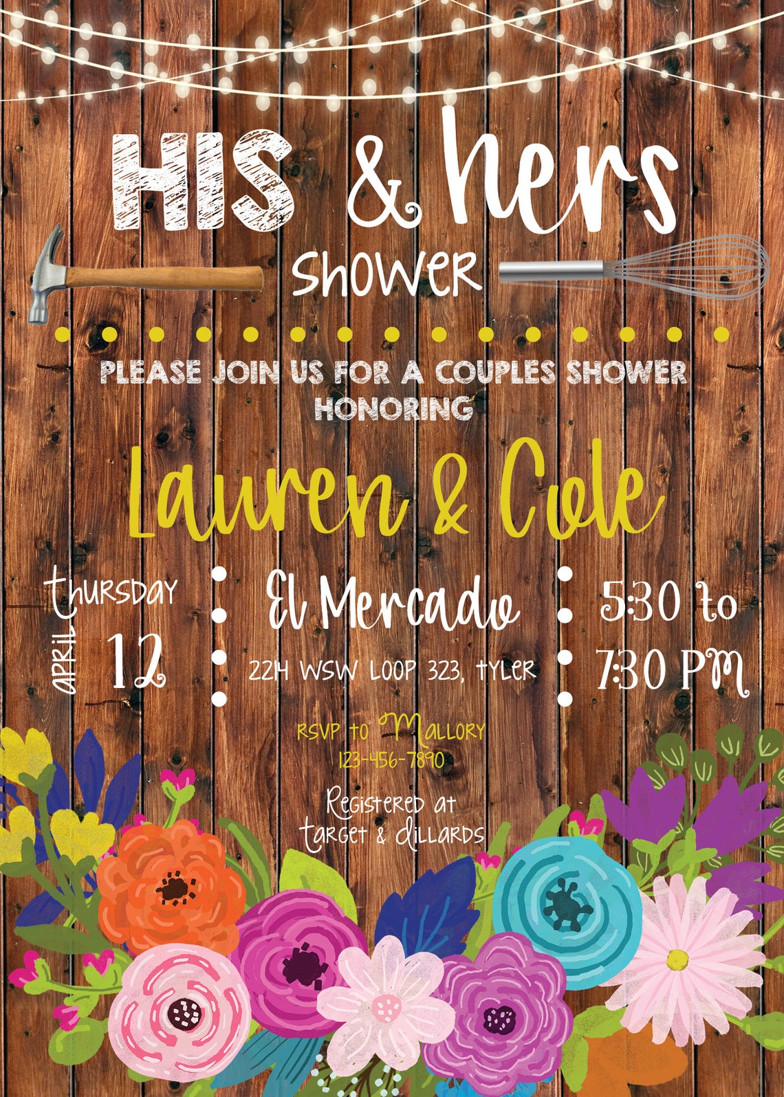 bridal-shower-invitation-couples-co-ed-shower-rustic-floral-etsy