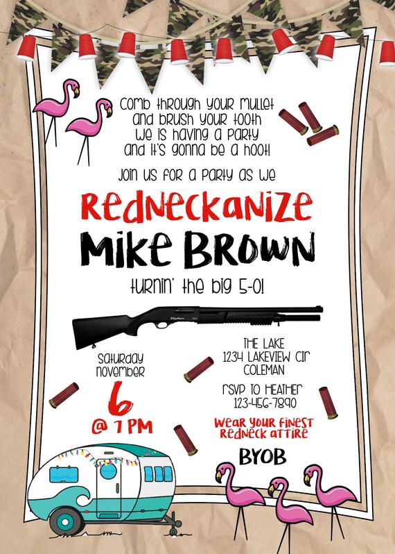 Redneck Birthday Invitation White Trash Bash Invitation Etsy 日本
