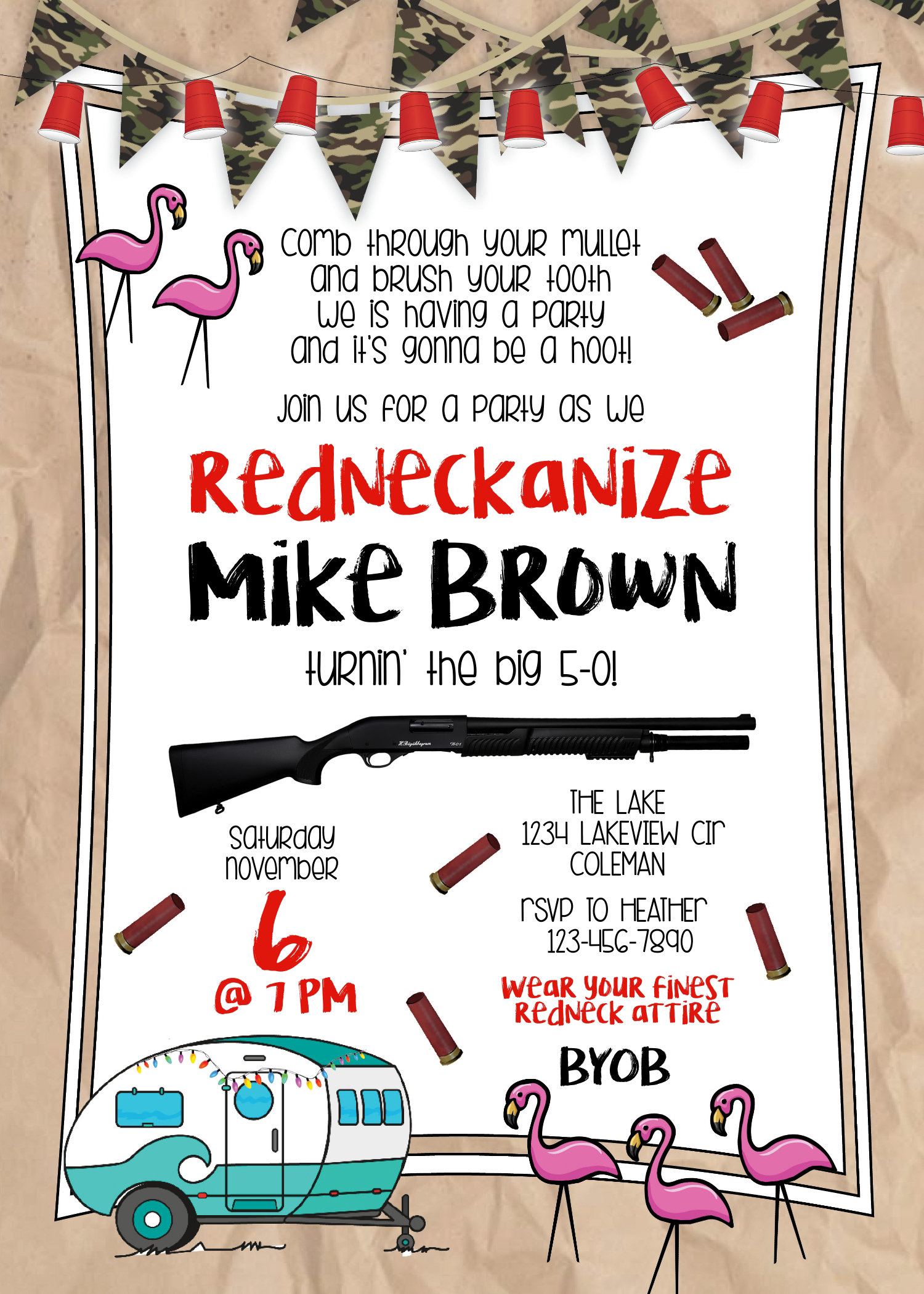 Redneck Birthday Invitation White Trash Bash Invitation Etsy